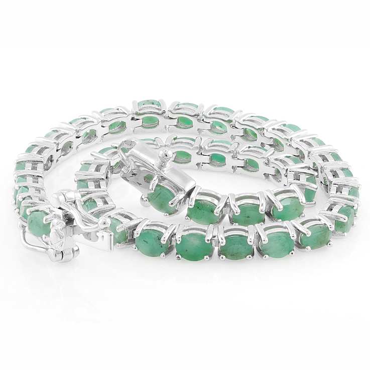 Emerald Tennis Bracelet In Sterling Silver