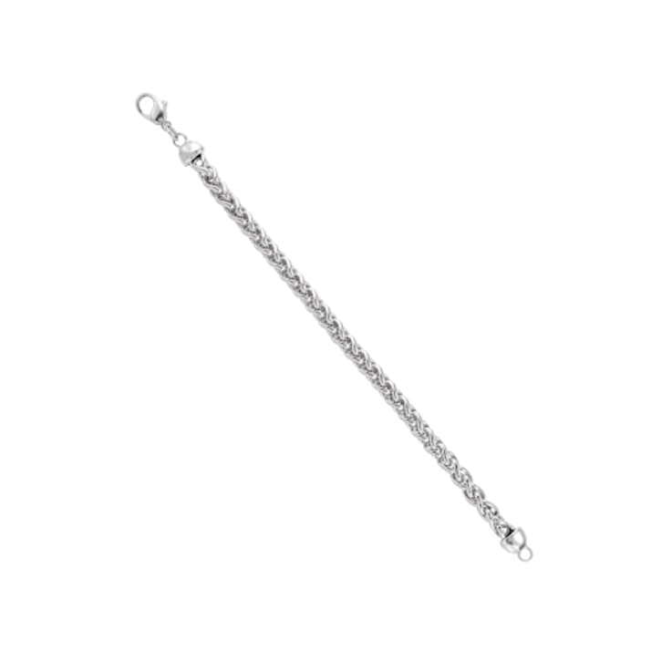 Sterling Silver Solid Wheat 8 Inch Bracelet