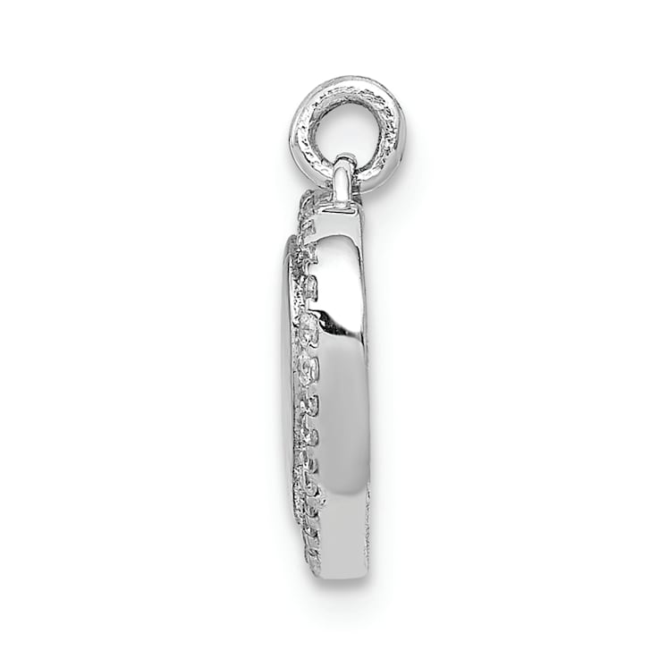 Rhodium Over 14k White Gold Diamond Fancy Polished Heart Pendant