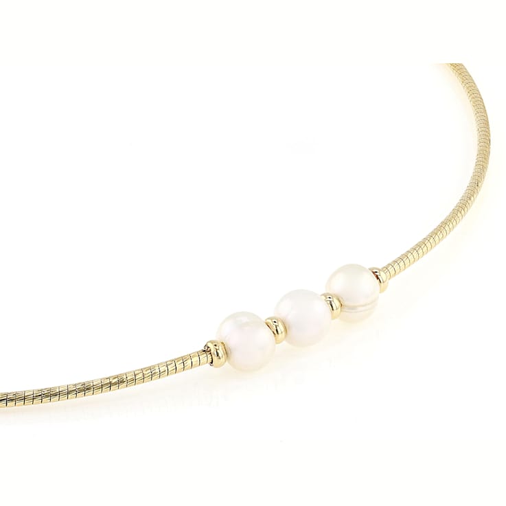 Graduating Freshwater Pearl Necklace In 18K Gold Over Bronze