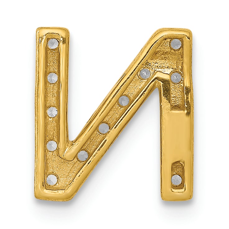 14K Yellow Gold Diamond Letter N Initial Charm