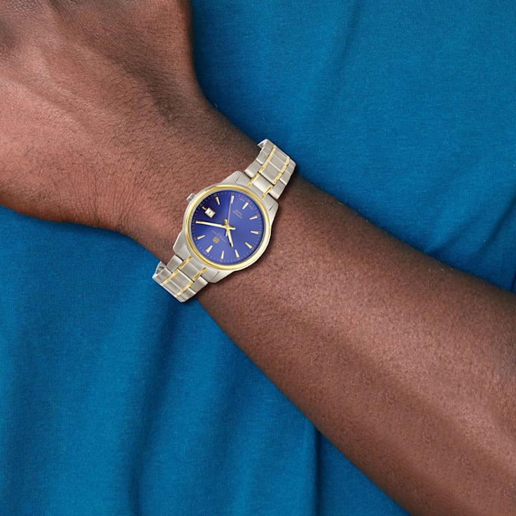 Men's Charles Hubert Two-Tone Titanium 40mm Blue Dial Watch
