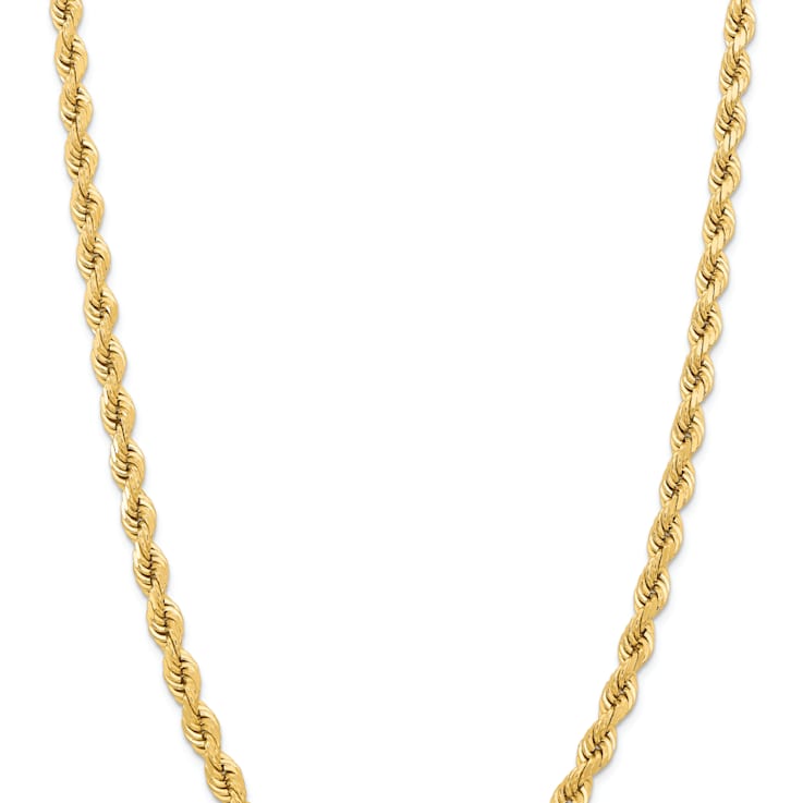 14k Yellow Gold 6.5mm Solid Diamond-Cut Rope 28 Inch Chain
