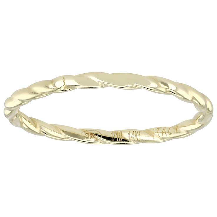 Polished And Textured Set Of 5 Band Rings In 14K Gold