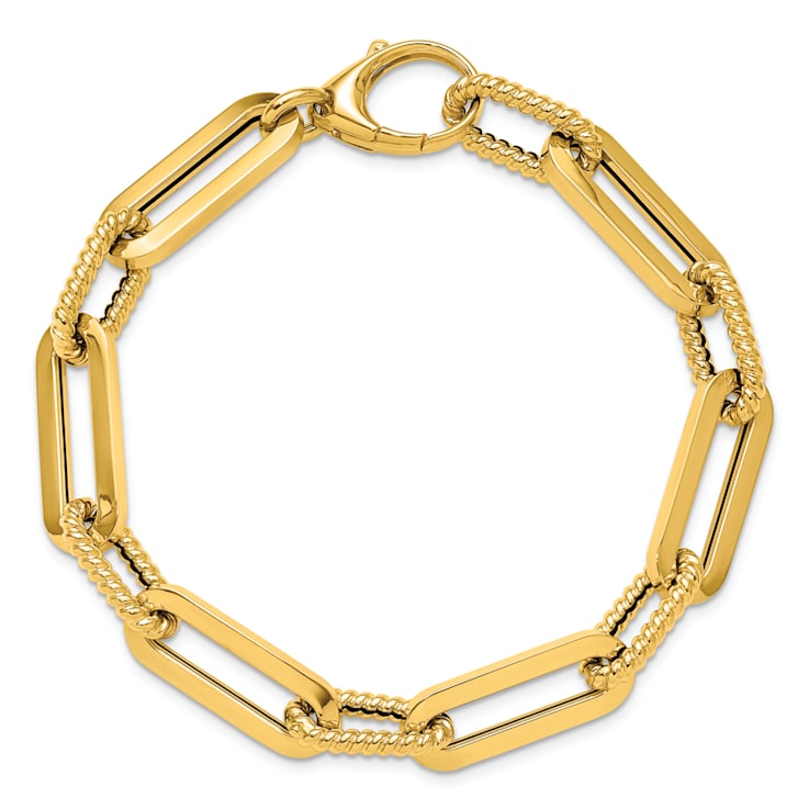 14K Yellow Gold Oval Link 8 Inch Bracelet