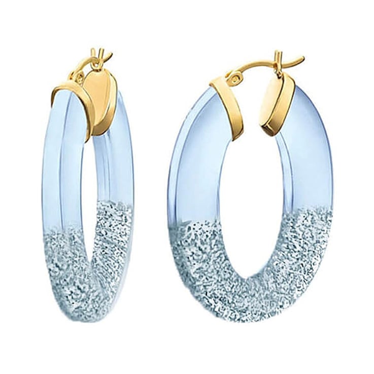 14K Yellow Gold Over Sterling Silver Flat Oval Hoops in Silver Color
Glitter and Blue