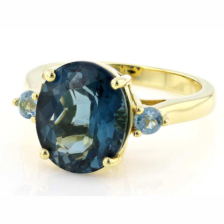 Blue Topaz And Swiss Blue Topaz Oval Ring In 18K Gold Over Sterling
Silver 5.83ctw