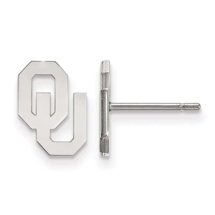 Rhodium Over Sterling Silver  LogoArt University of Oklahoma Extra Small
Post Earrings