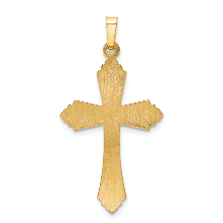 14k Yellow Gold and 14k White Gold Polished Fleur-de-Lis Crucifix Pendant