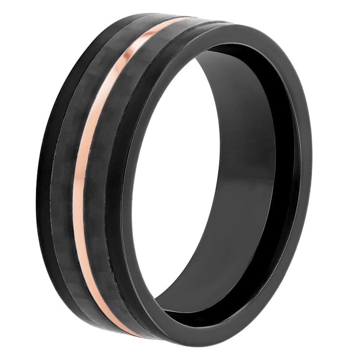 Robert Alton Men's Rose Ion Plated 8mm Band Ring In Stainless Steel