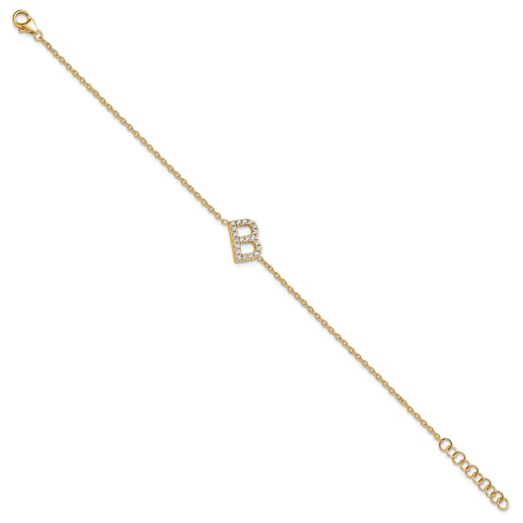 14k Yellow Gold Diamond Sideways Letter B Bracelet
