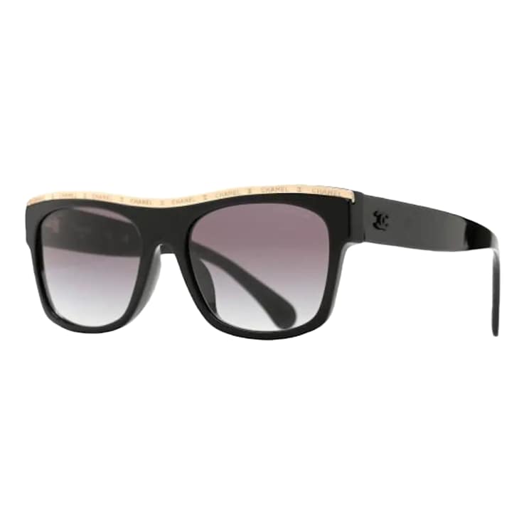 Chanel Black with Gold Branding Detail Square Frame / Gray Gradient
Lenses Sunglasses