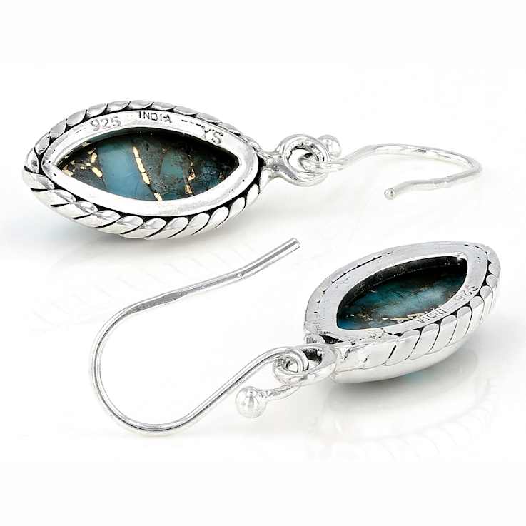 Turquoise Marquise Drop Earrings In Sterling Silver