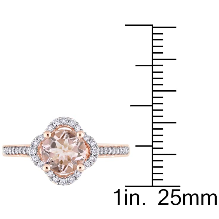 Morganite and Diamond 14K Rose Gold Halo Ring 1.42ctw