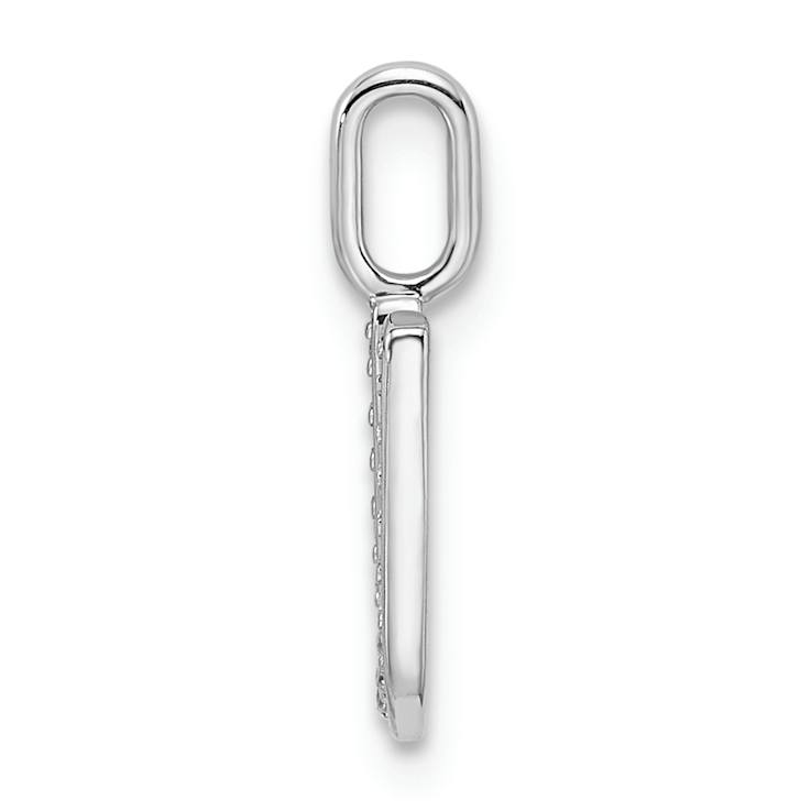 14K White Gold Diamond Letter U Initial Pendant