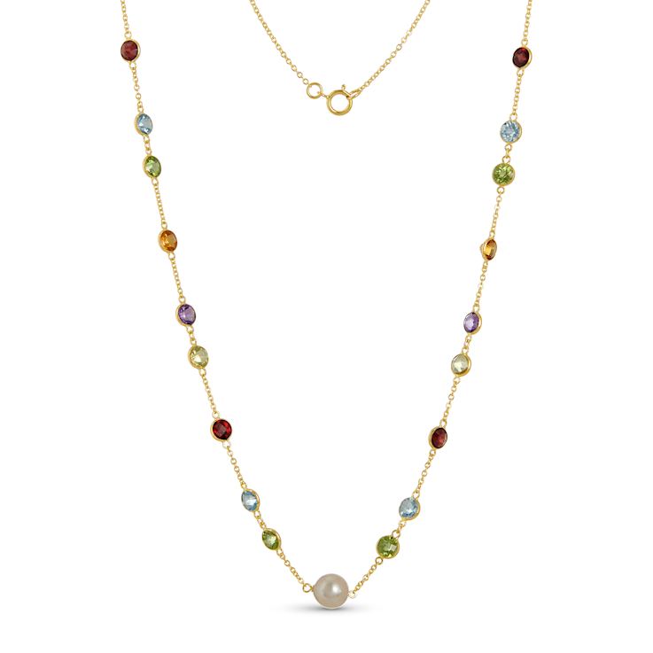 Multi-Gem 14k Yellow Gold 18" Necklace 9.69ctw