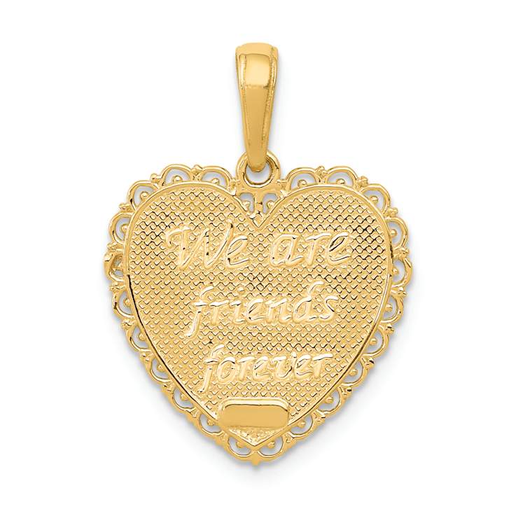 14k Yellow Gold Textured Reversible For My Sister-Friends Forever Pendant