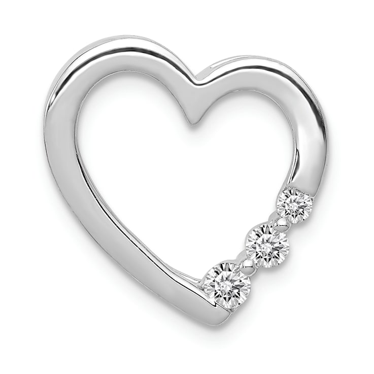 Rhodium Over 14k White Gold Diamond Heart Chain Slide