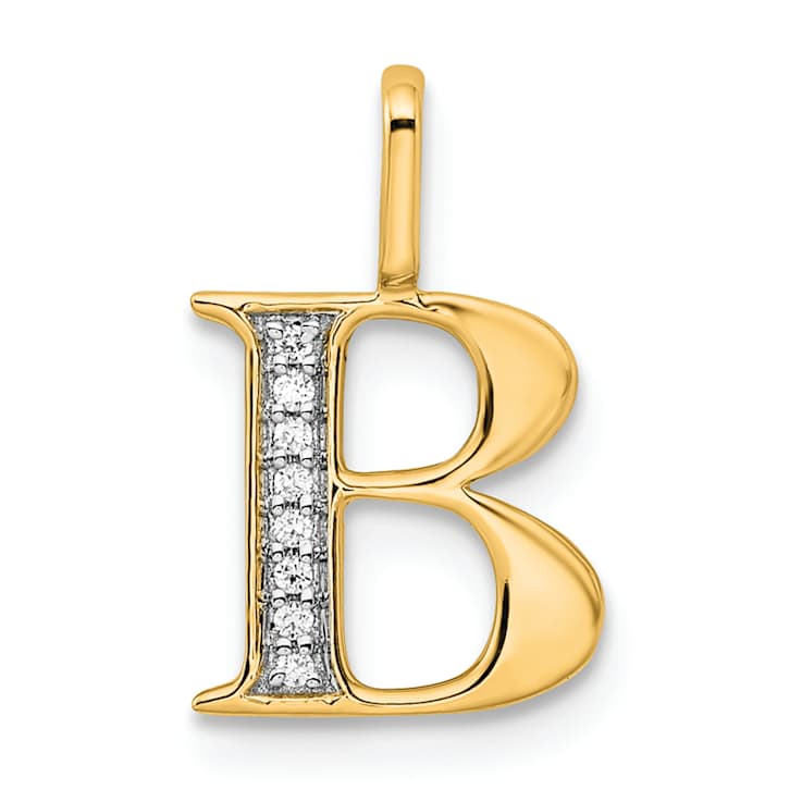 10k Yellow Gold and Rhodium Over 10k Yellow Gold Diamond Letter B
Initial Pendant