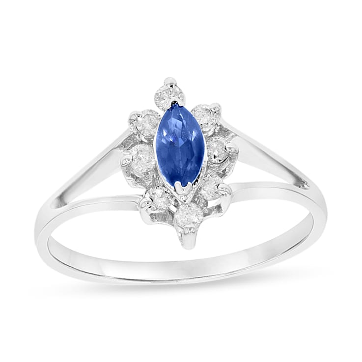 0.40ctw Sapphire and Diamond Ring in 14k White Gold