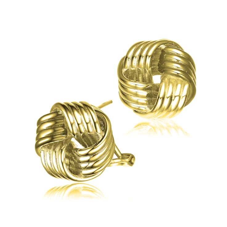 Twisted Knot Button Stud Earrings In 14K Gold Over Brass