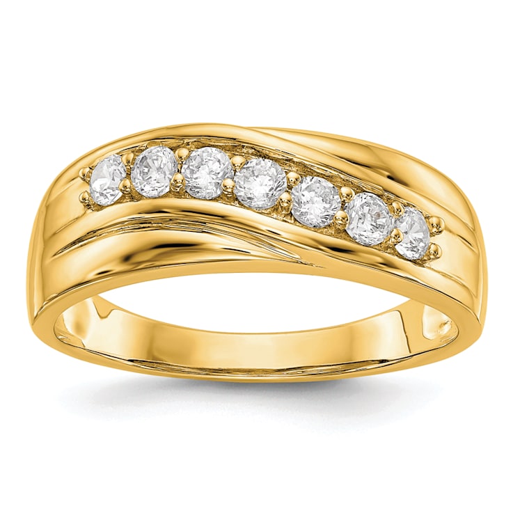14K Yellow Gold Lab Grown Diamond SI1/SI2, G H I, Men's Band
