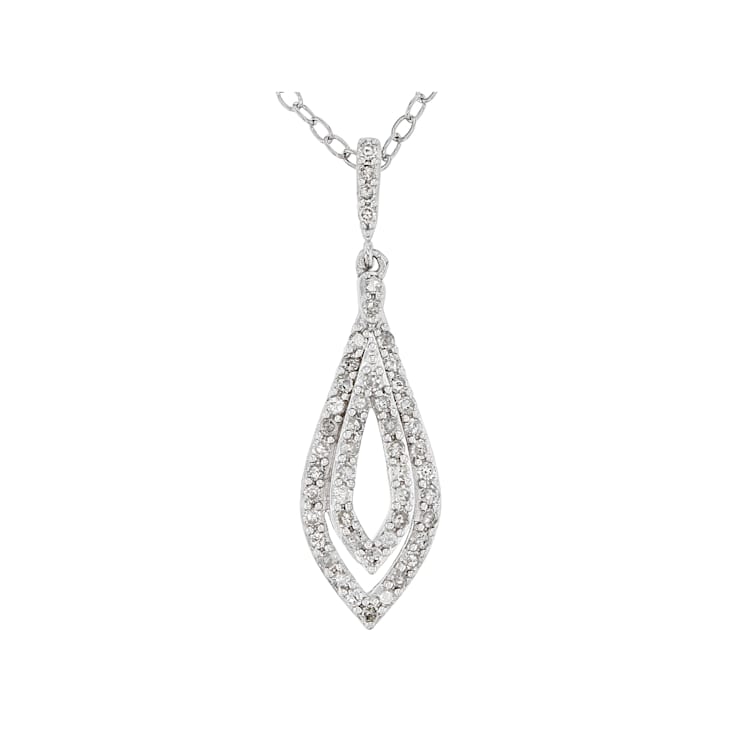 White Diamond Rhodium Over Sterling Silver Teardrop Pendant with
18" Chain 0.25ctw