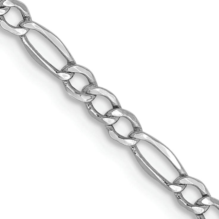 Rhodium Over 14k White Gold 2.5mm Figaro Link 18 Inch Chain