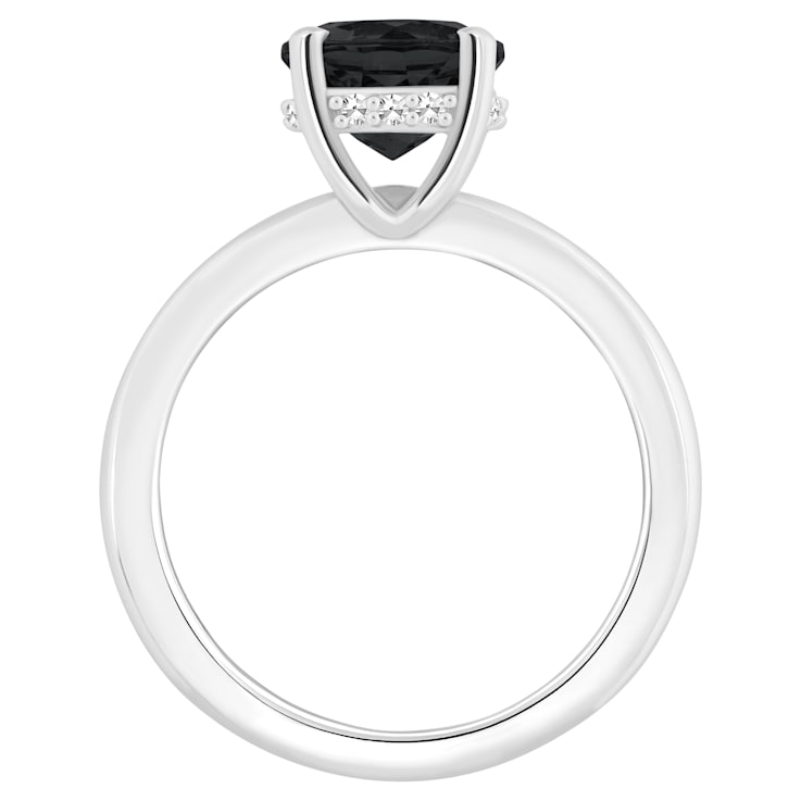 8mm Round Black Onyx With Diamond Accents Rhodium Over Sterling Silver
Hidden Halo Ring
