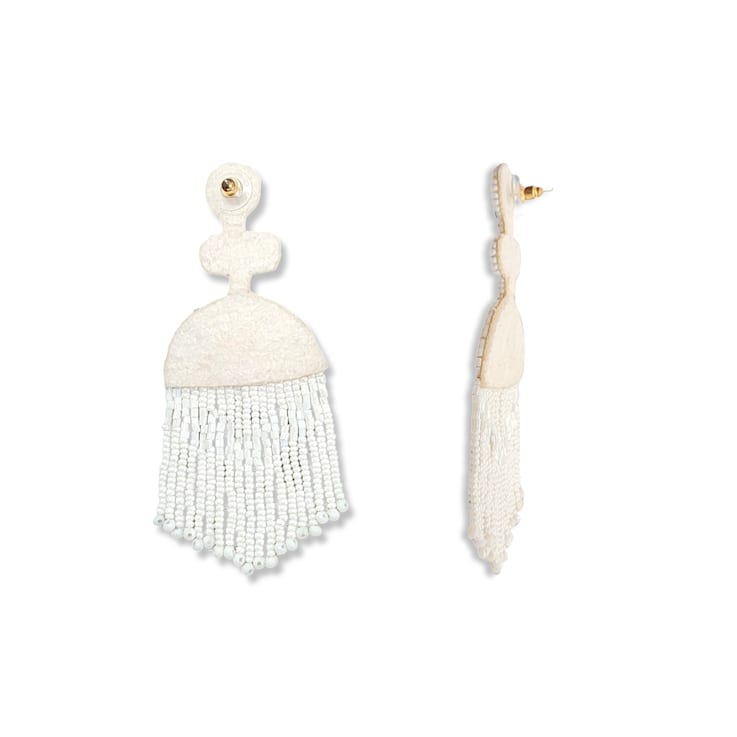 White Fringe Seed Bead Earring