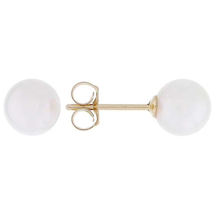 Akoya Pearl Stud Earrings In Solid 14K Gold
