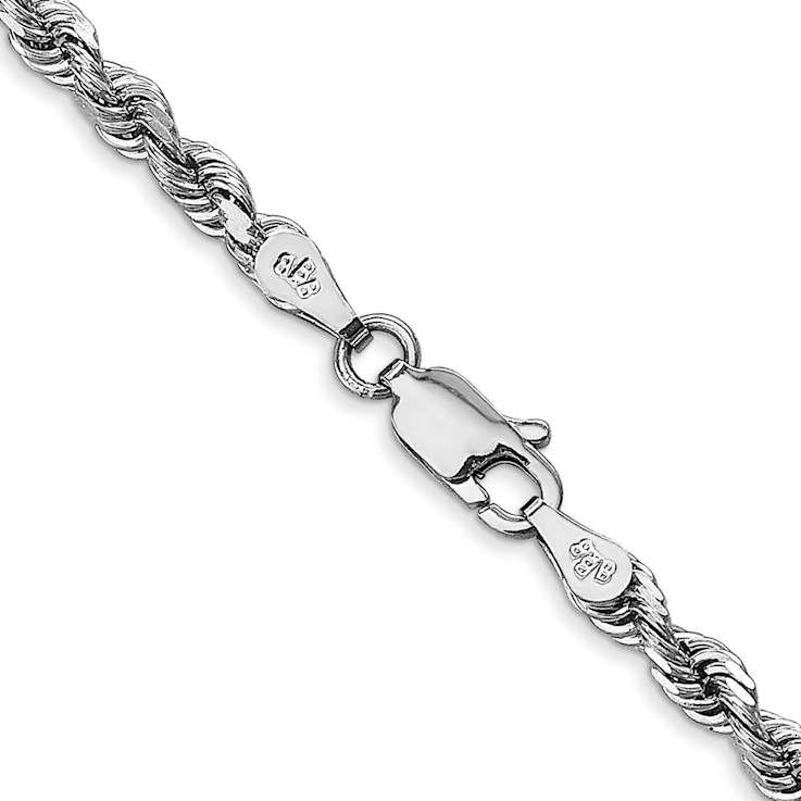 Rhodium Over 14k White Gold 3.35mm Solid Diamond-Cut Quadruple Rope 18
Inch Chain
