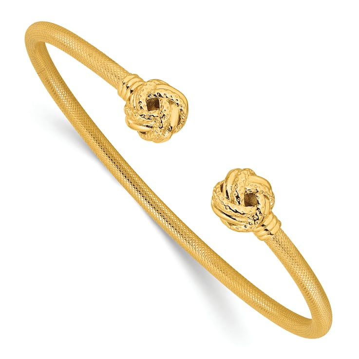 10K Yellow Gold Over Sterling Silver Textured Love Knot Cuff