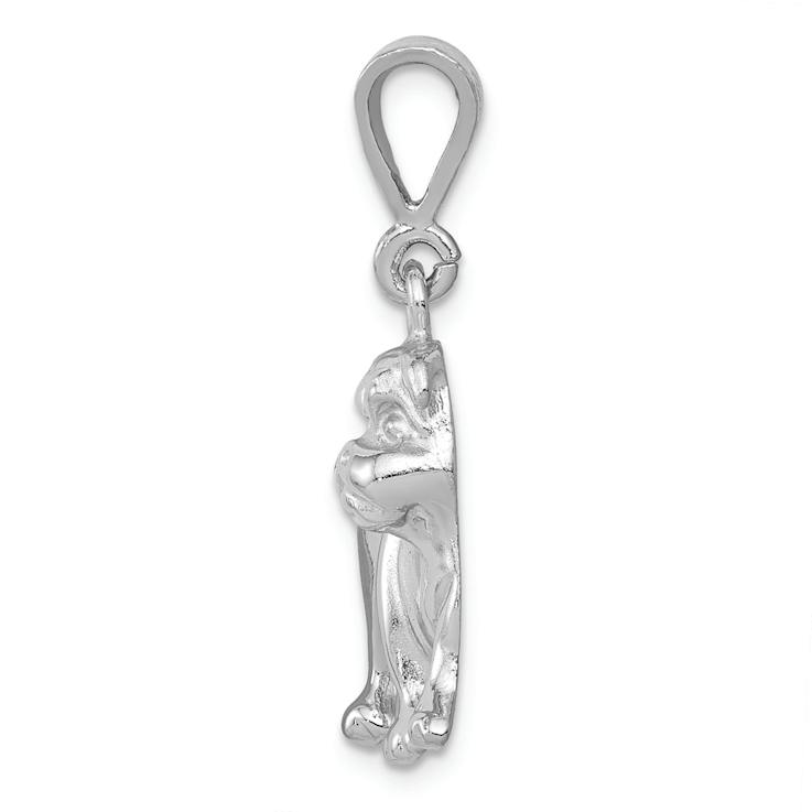 Rhodium Over 14k White Gold Bulldog Pendant