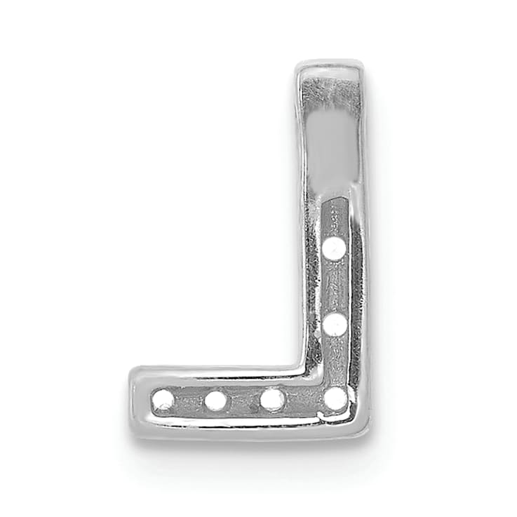Rhodium Over 14K White Gold Diamond Letter L Initial Charm