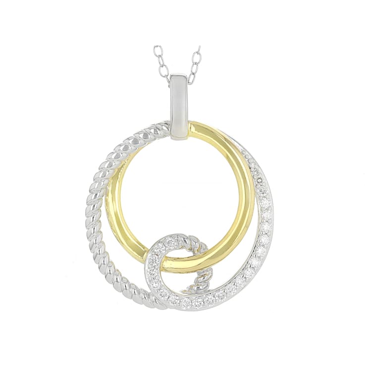 Elegant Lab-Grown Diamond Rope-Motif Pendant Necklace In Two-Tone Gold