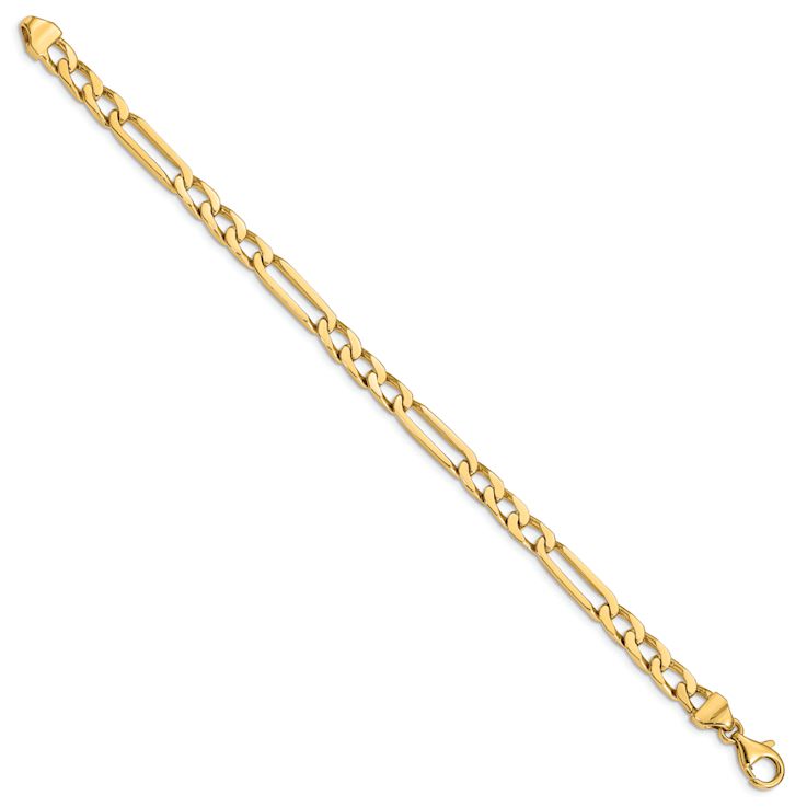 10k Yellow Gold 5mm Hand-polished Figaro Link Bracelet