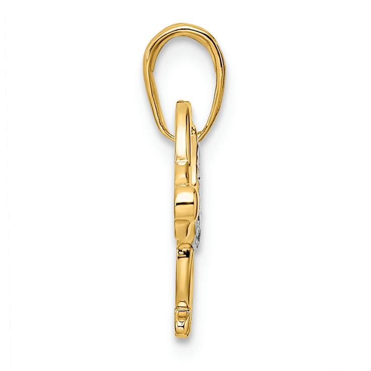 14K Two-tone Gold Diamond-Cut Dachshund Pendant