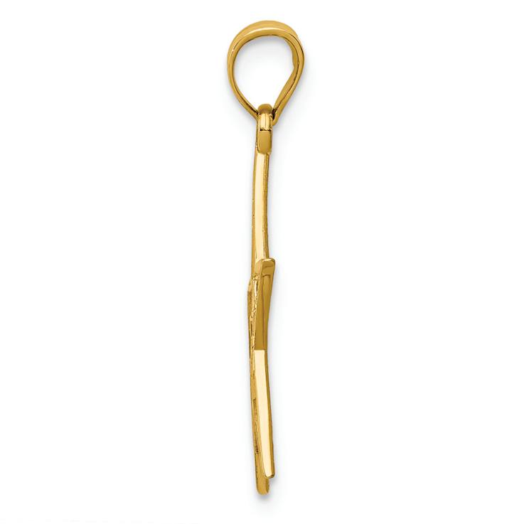 14k Yellow Gold Filigree Textured Star Pendant