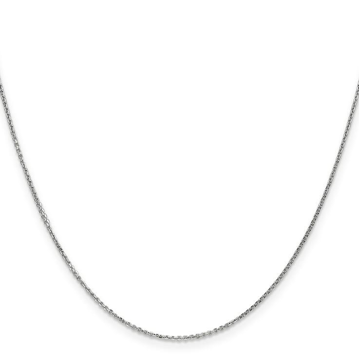 14k White Gold 0.95mm Solid Diamond Cut Cable Chain 24 Inches