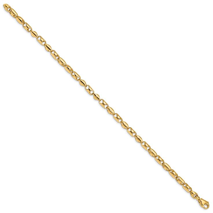 14k Yellow Gold 4.1mm Fancy Barrel Link 24 Inch Chain