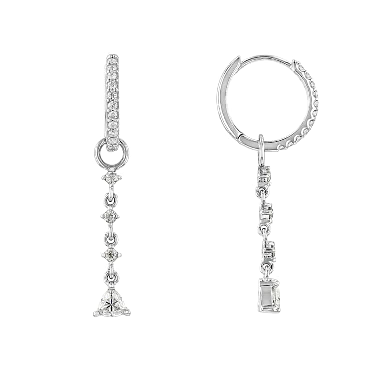 Huggie Hoop With Trillion Cut Moissanite Drop Earrings In
Platinum-Enhanced Sterling Silver