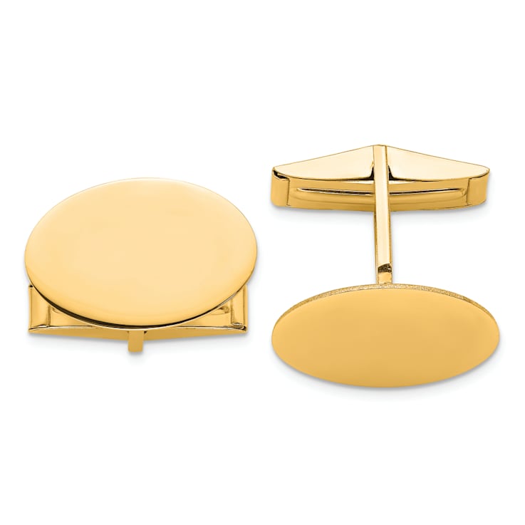 14K Yellow Gold Men's Oval Cuff Links