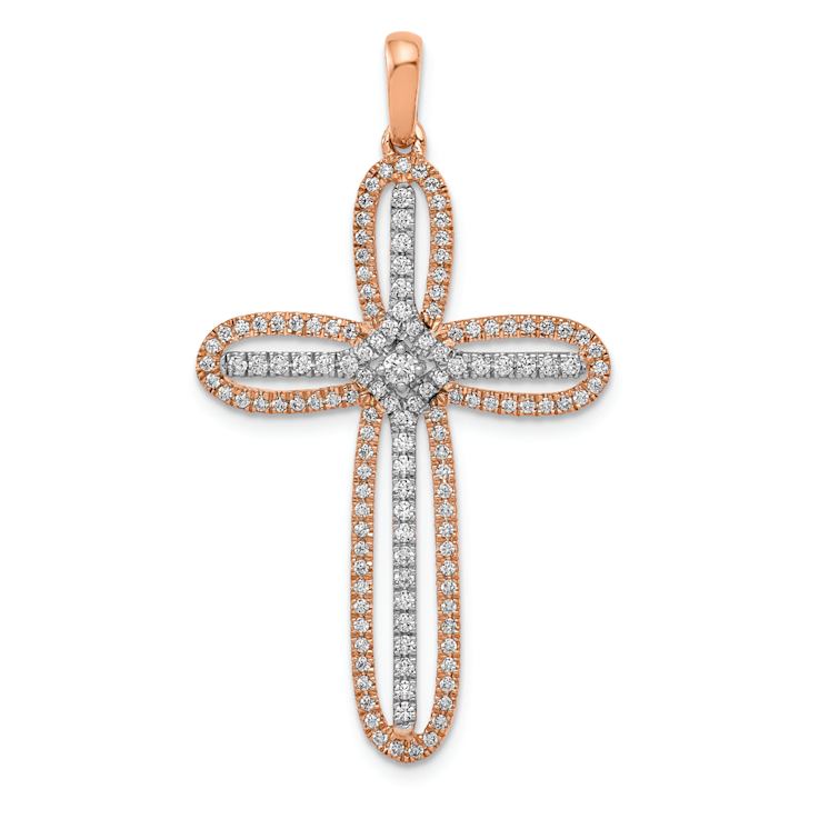 14K Two-tone Gold  Diamond Cross Pendant