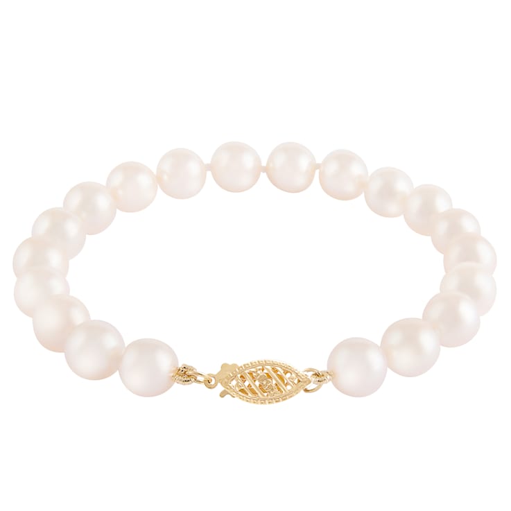 14k Yellow gold 5-6mm Akoya Pearl bracelet