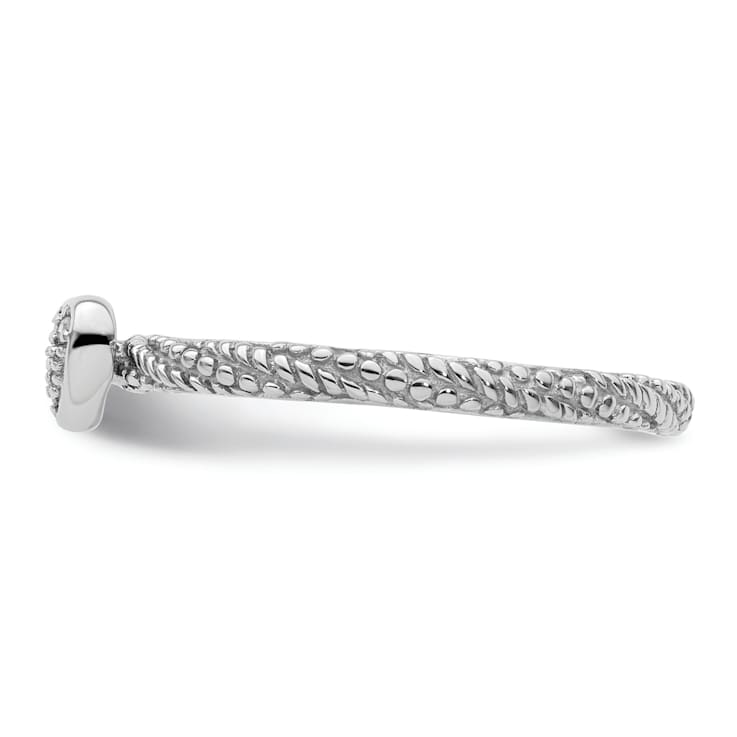 Sterling Silver Diamond Stackable Expressions Textured Heart Ring 0.02ctw