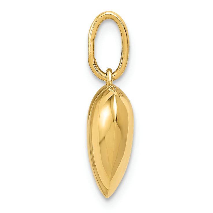 14k Yellow Gold Polished 3D Puffed Heart Pendant