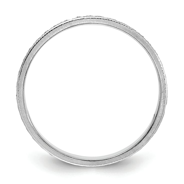 14K White Gold 3mm Design Etched Wedding Band