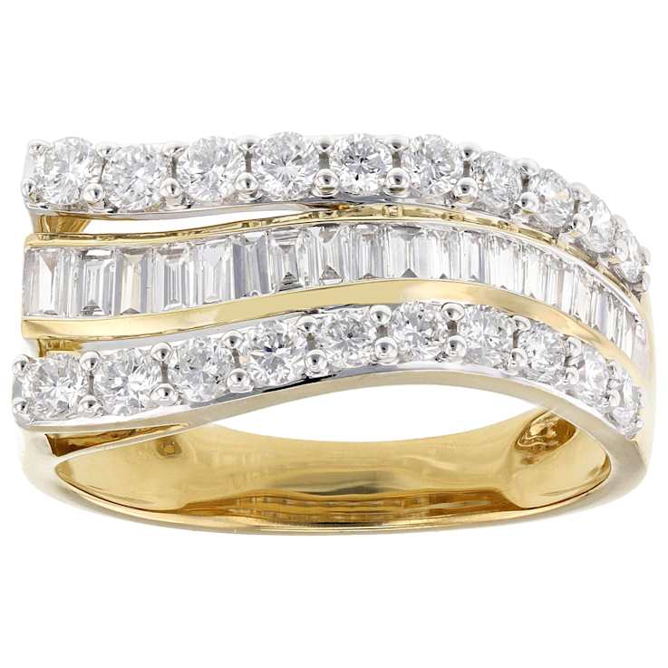 Bold Lab-Grown Diamond Round And Baguette Cocktail Ring In 14K Gold Over
Sterling Silver
