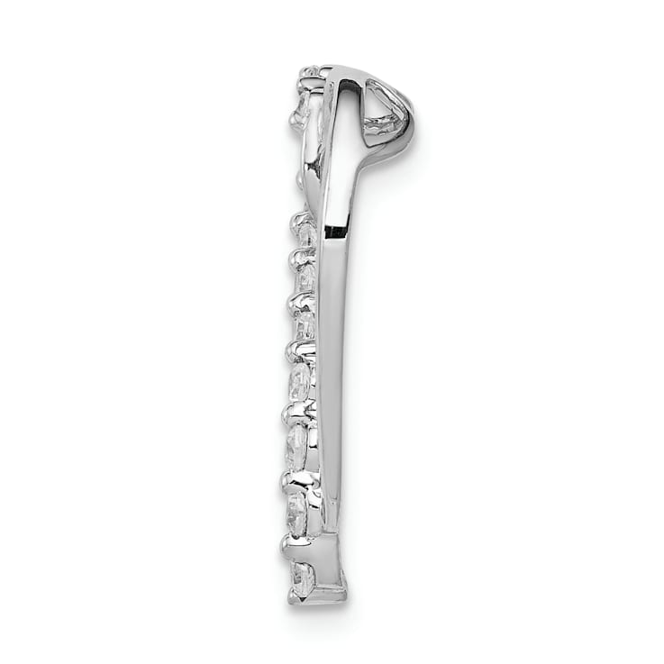Rhodium Over 14k White Gold Diamond Heart Chain Slide Pendant